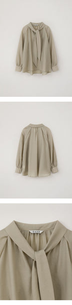 EAAH TIE SHIRRING BLOUSE (BEIGE)