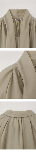 EAAH TIE SHIRRING BLOUSE (BEIGE)