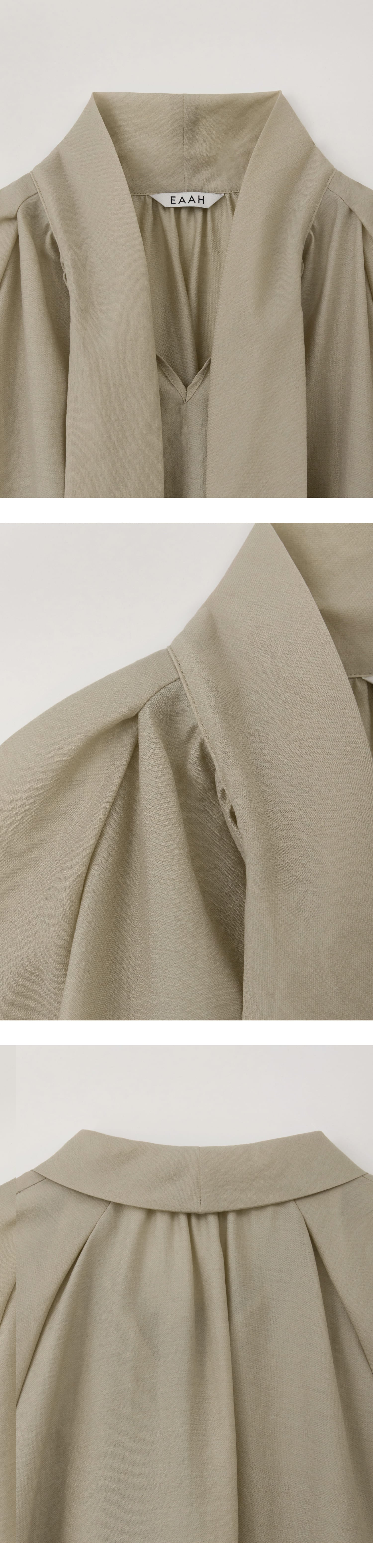 EAAH TIE SHIRRING BLOUSE (BEIGE)