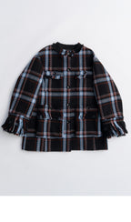 MAISON SPECIAL FRINGE TWEED JACKET COAT (NVY)