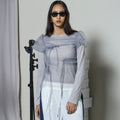 MAISON SPECIAL SHIRRING MINI PUFF SLEEVE TOPS (GRY)