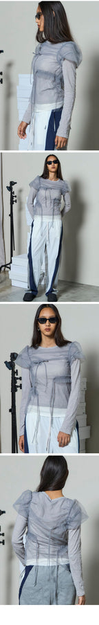 MAISON SPECIAL SHIRRING MINI PUFF SLEEVE TOPS (GRY)