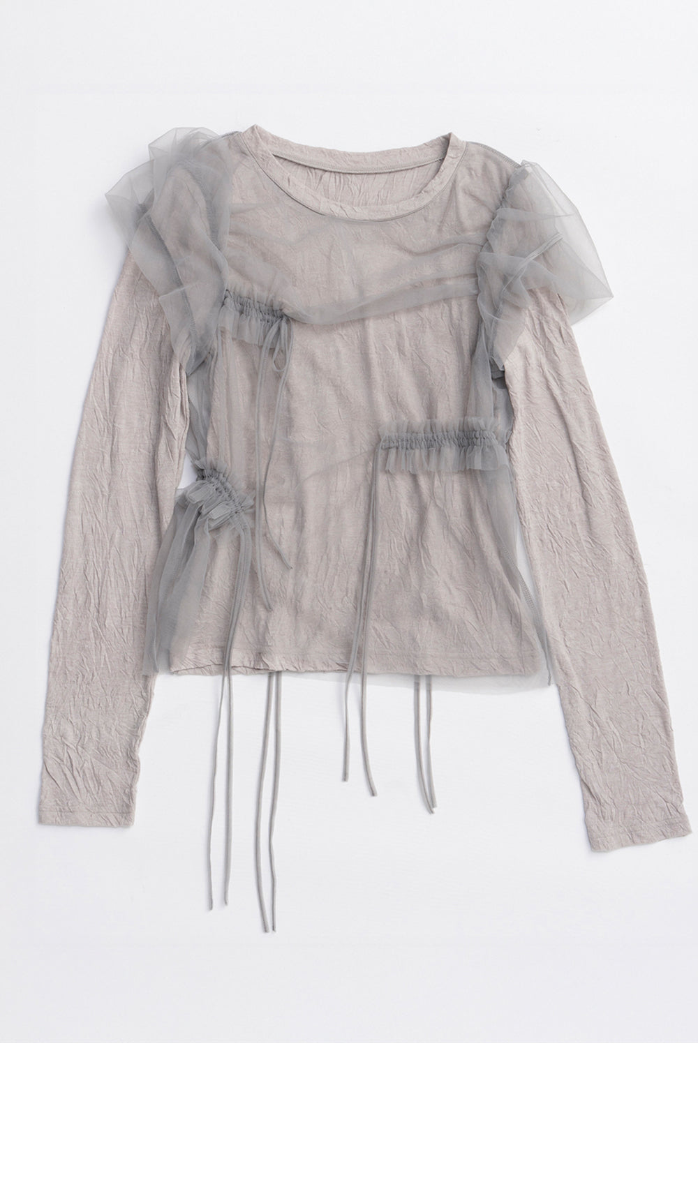 MAISON SPECIAL SHIRRING MINI PUFF SLEEVE TOPS (GRY)