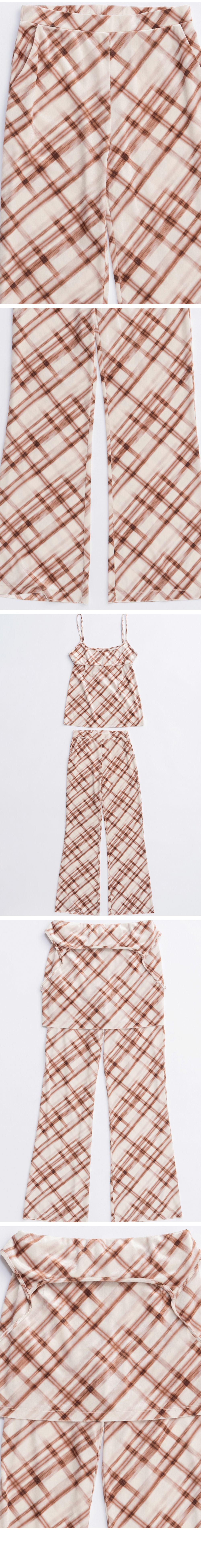 MAISON SPECIAL MULTIWAY LAYERED PLAID VELOUR PANTS (IVR)