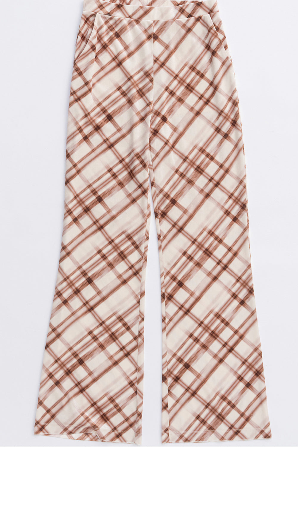 MAISON SPECIAL MULTIWAY LAYERED PLAID VELOUR PANTS (IVR)