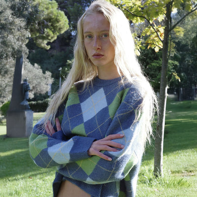 (W) EDITH SWEATER (GREEN&BLUE)