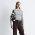 & Other Stories Ribbed Long Sleeve Top (Light Grey)