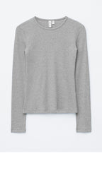 & Other Stories Ribbed Long Sleeve Top (Light Grey)