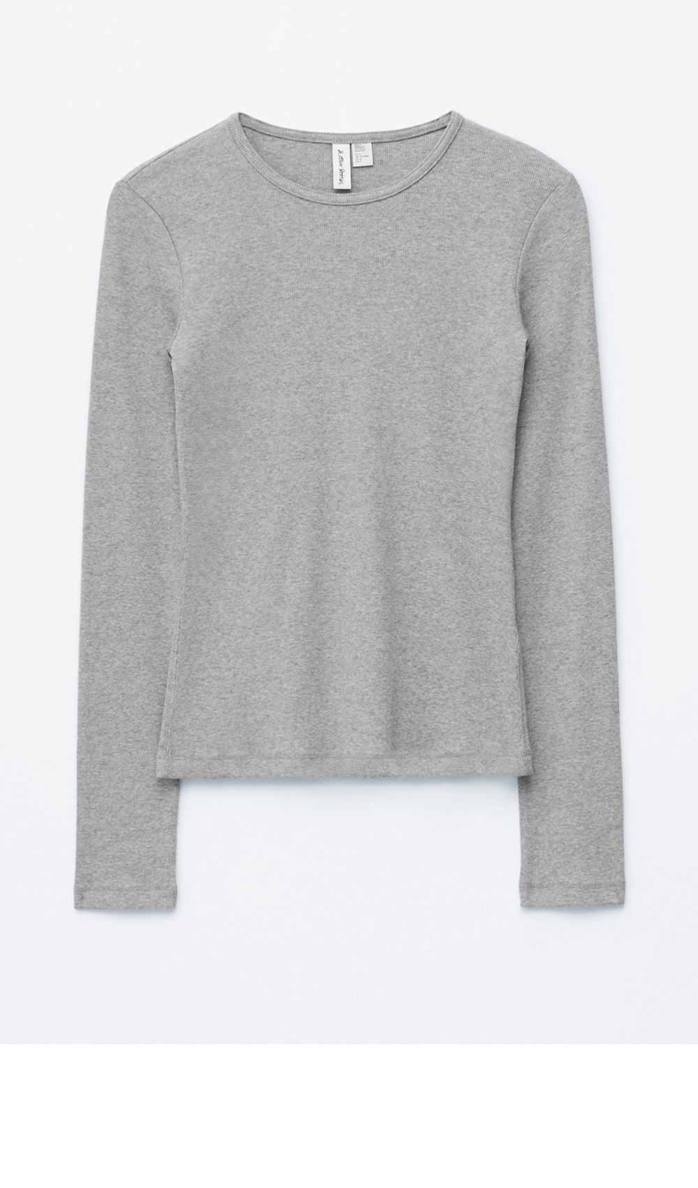 & Other Stories Ribbed Long Sleeve Top (Light Grey)