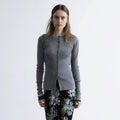& Other Stories Rib Knit Merino Wool Cardigan (Grey Melange)