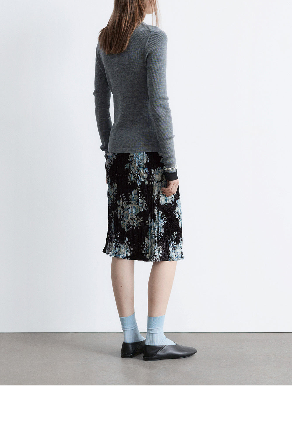 & Other Stories Rib Knit Merino Wool Cardigan (Grey Melange)