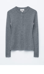 & Other Stories Rib Knit Merino Wool Cardigan (Grey Melange)