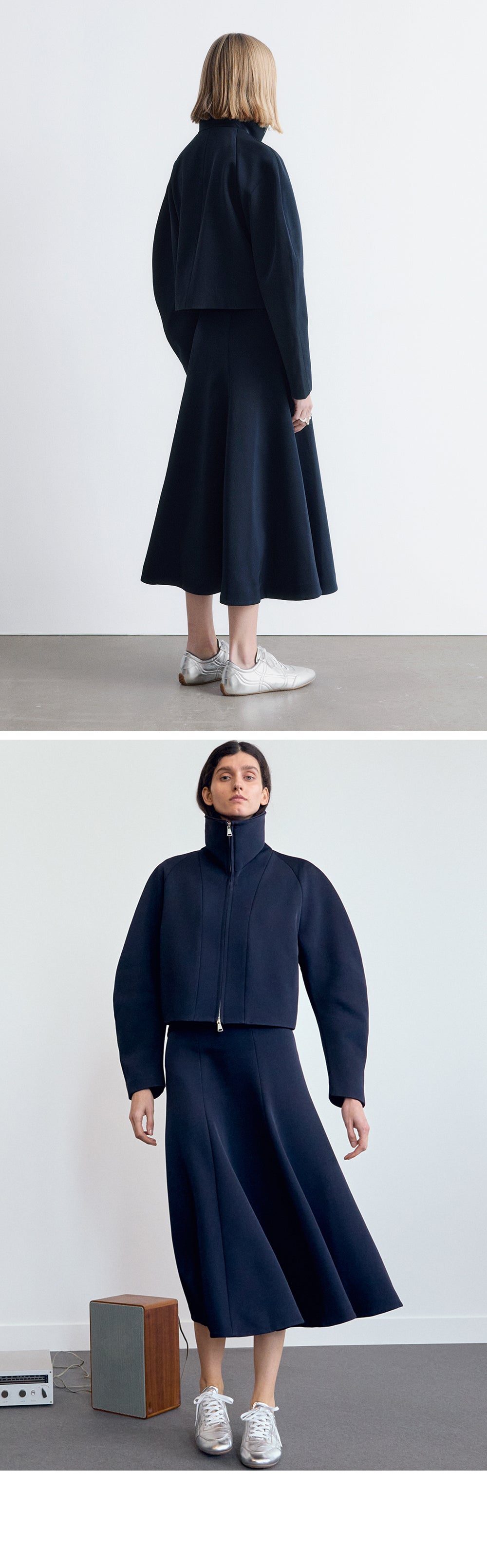 & Other Stories Voluminous Midi Skirt (Navy Blue)