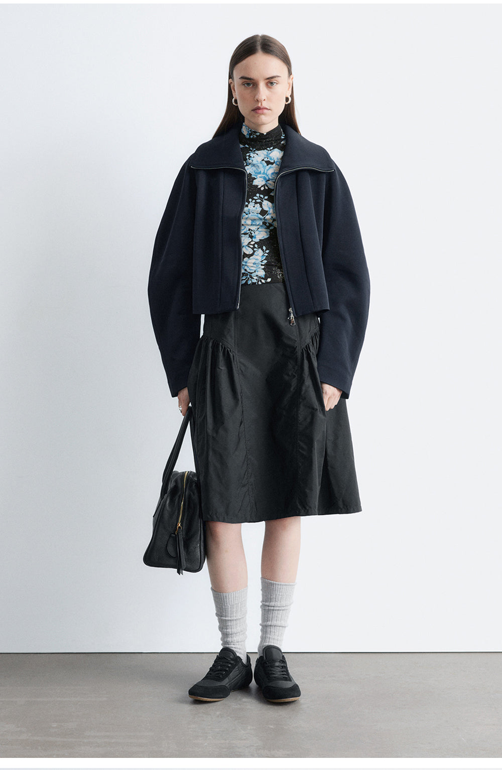 & Other Stories Sculpture Sleeve Jacket (Navy Blue)