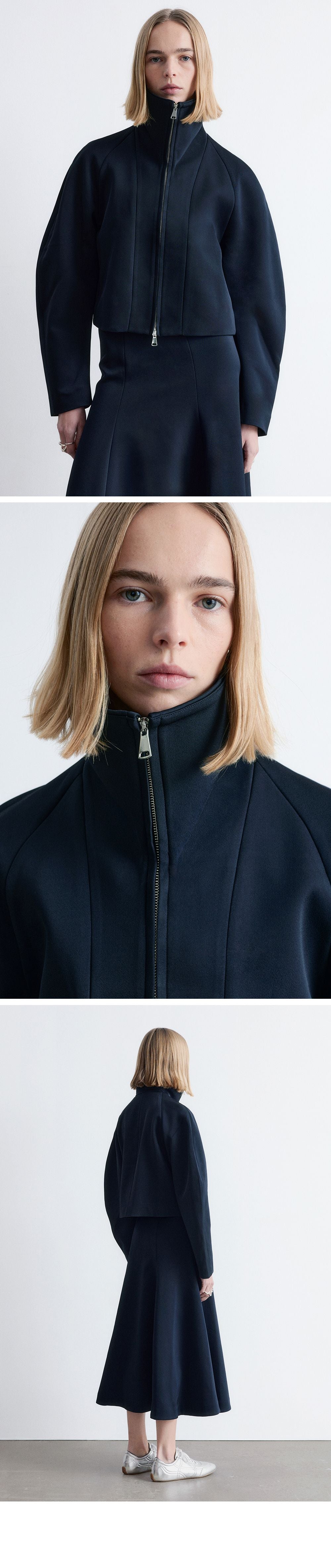 & Other Stories Sculpture Sleeve Jacket (Navy Blue)