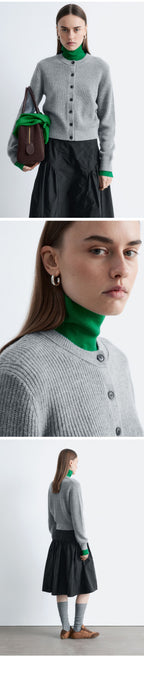 & Other Stories Wool Blend Cardigan (Grey Melange)