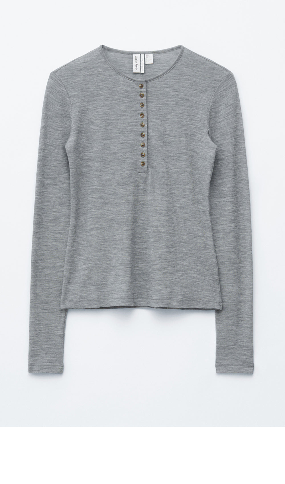 & Other Stories Half Placket Wool Top (Grey Melange)