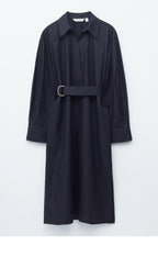 & Other Stories Belted Midi Dress (Navy Blue)