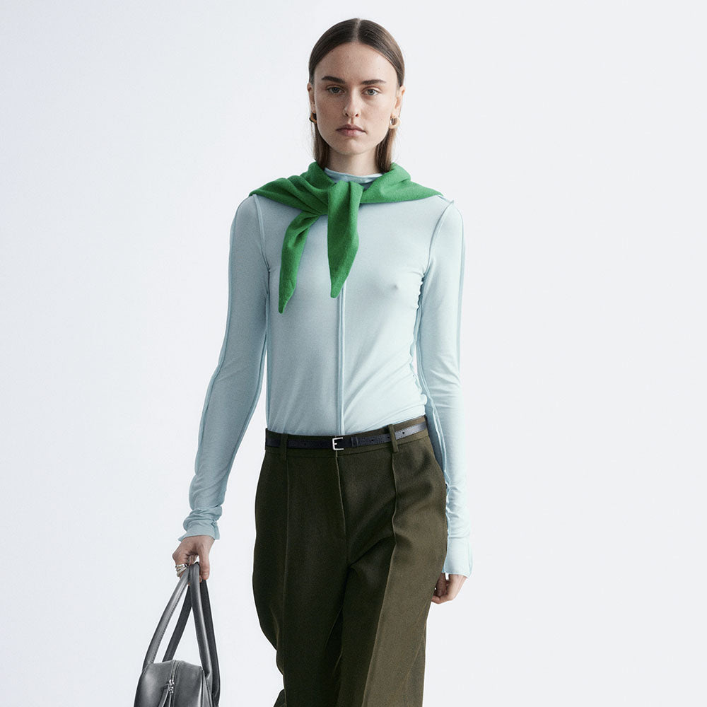 & Other Stories Long Sleeve Turtleneck Top (Turquoise)