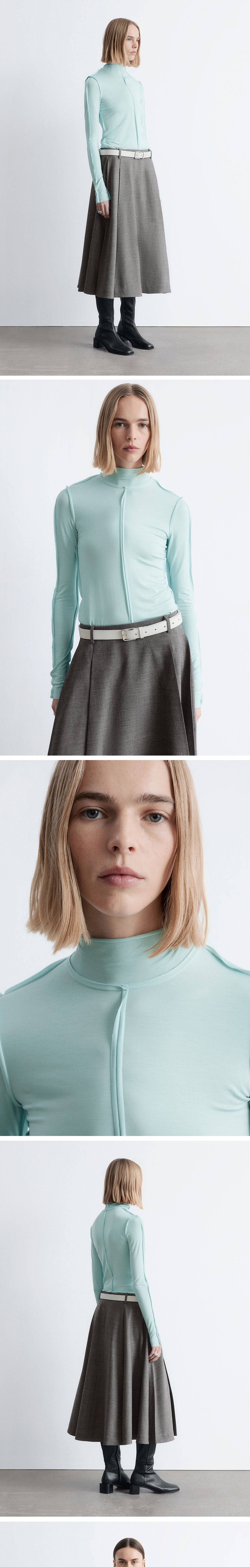 & Other Stories Long Sleeve Turtleneck Top (Turquoise)