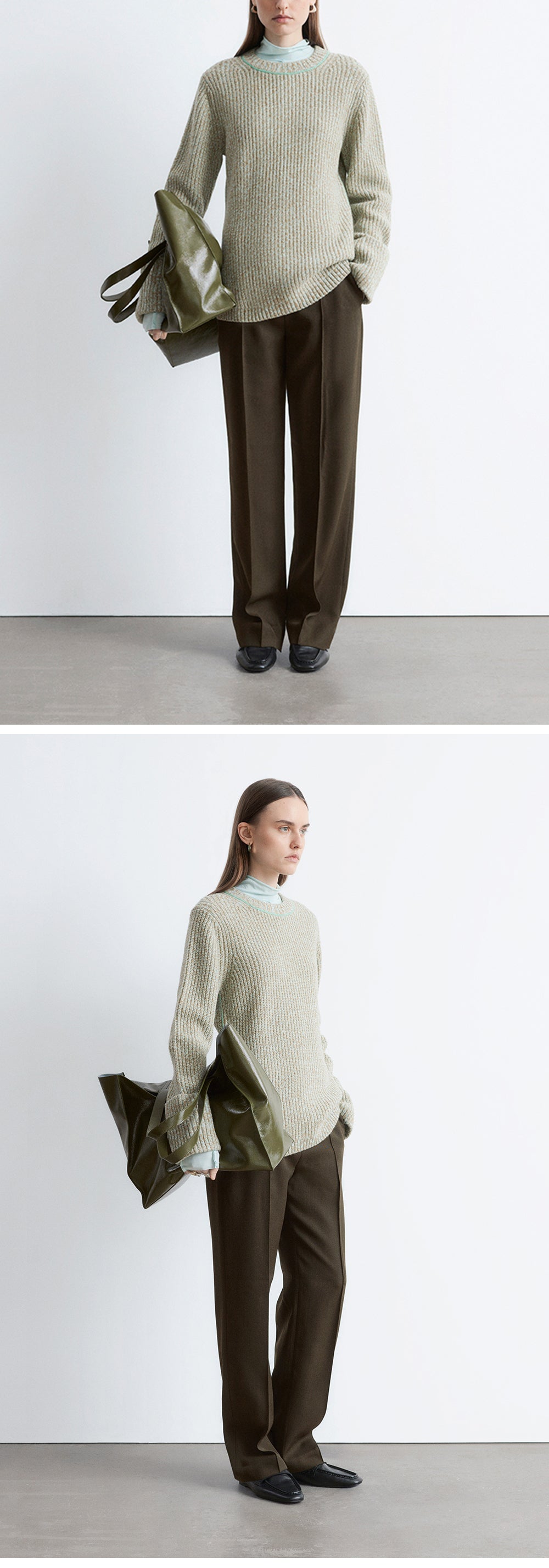 & Other Stories Long Sleeve Turtleneck Top (Turquoise)