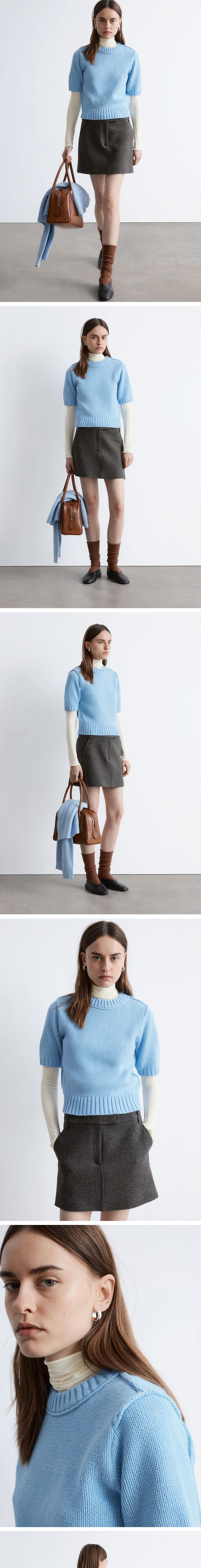 & Other Stories Wool Blend Knit T-Shirt (Light Blue)