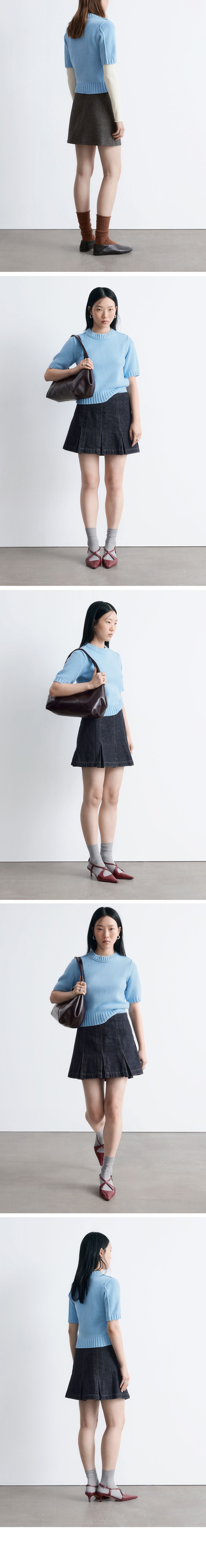 & Other Stories Wool Blend Knit T-Shirt (Light Blue)
