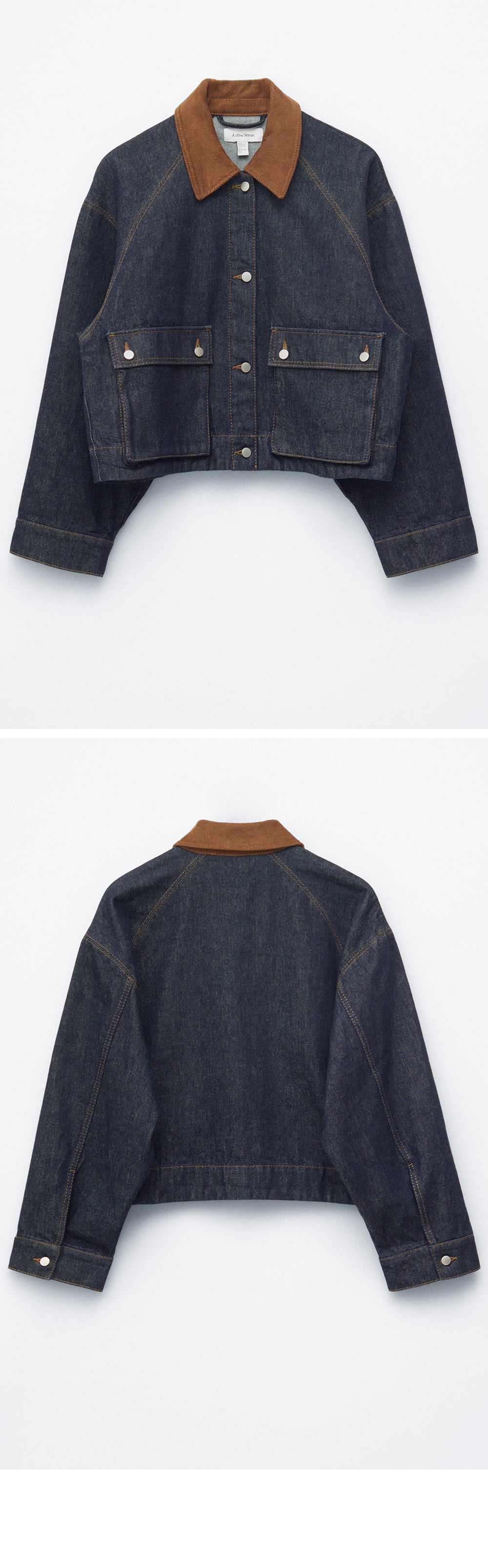 & Other Stories Short Cord Collar Denim Jacket (Dark Blue)