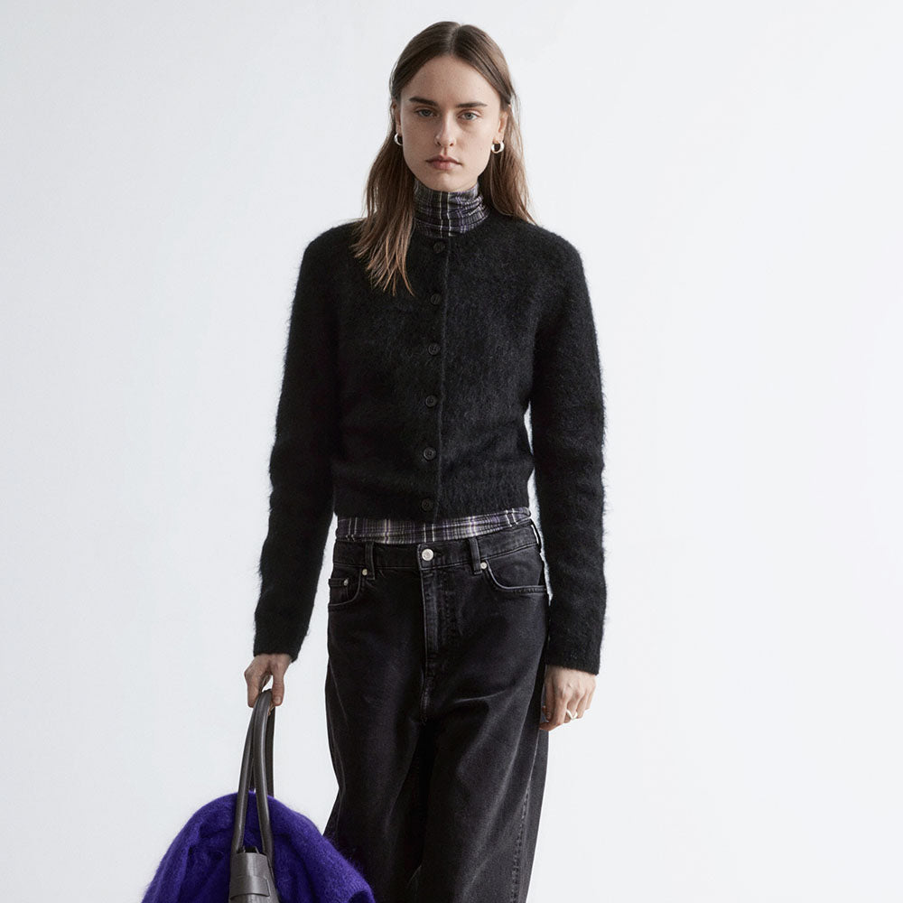 & Other Stories Mohair Blend Brushed Cardigan (Black)