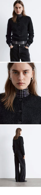 & Other Stories Mohair Blend Brushed Cardigan (Black)