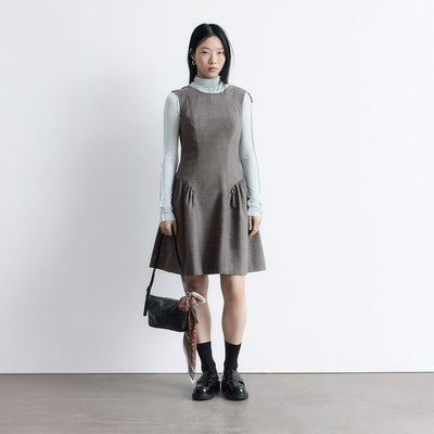 Flare Wool Mini Dress (Dark Grey)