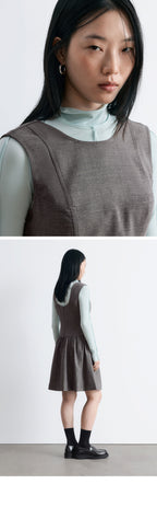 & Other Stories Flare Wool Mini Dress (Dark Grey)
