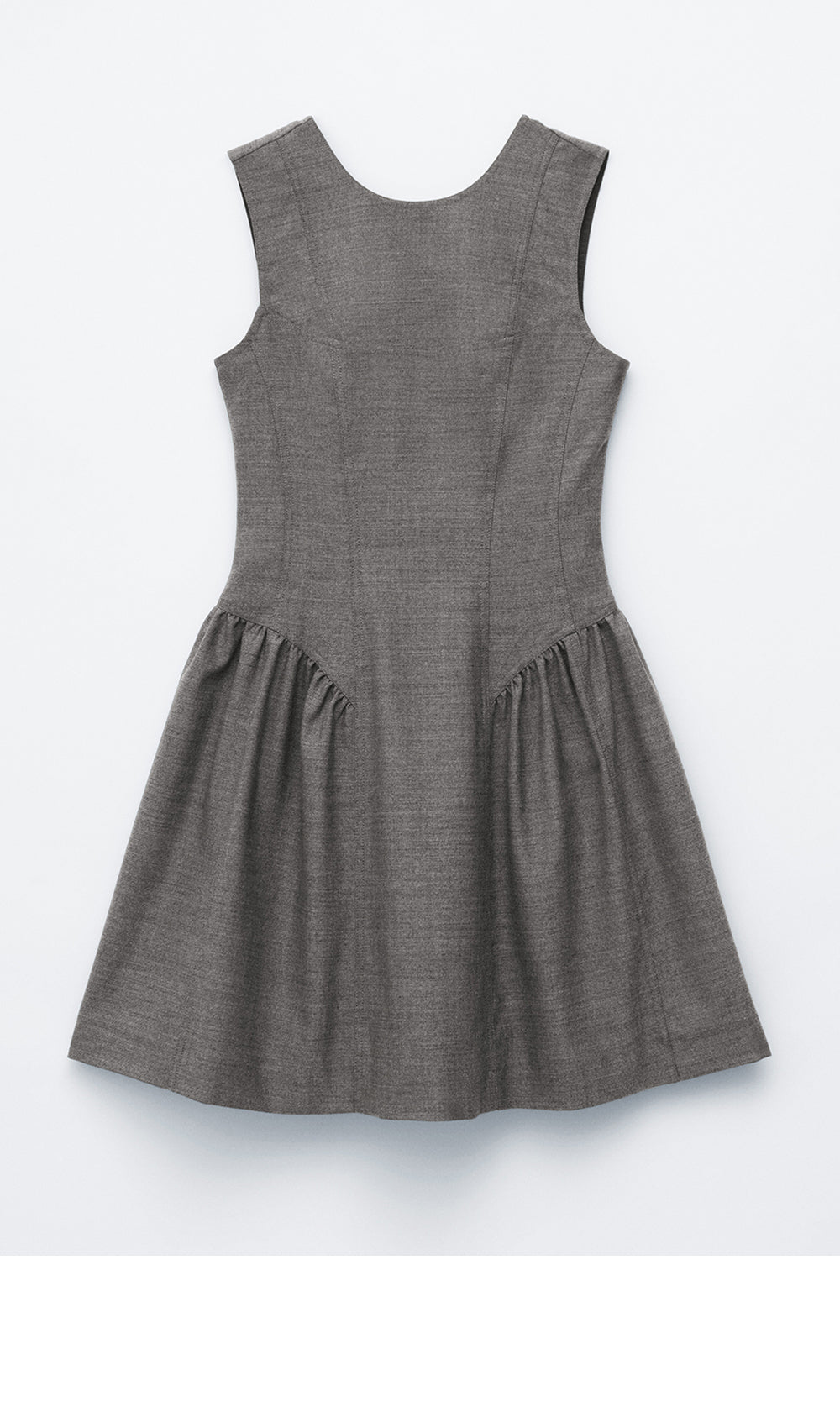 & Other Stories Flare Wool Mini Dress (Dark Grey)