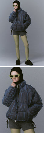 MAISON SPECIAL (W) WAVE SHIRRING TULLE PUFFER JACKET (BRN)