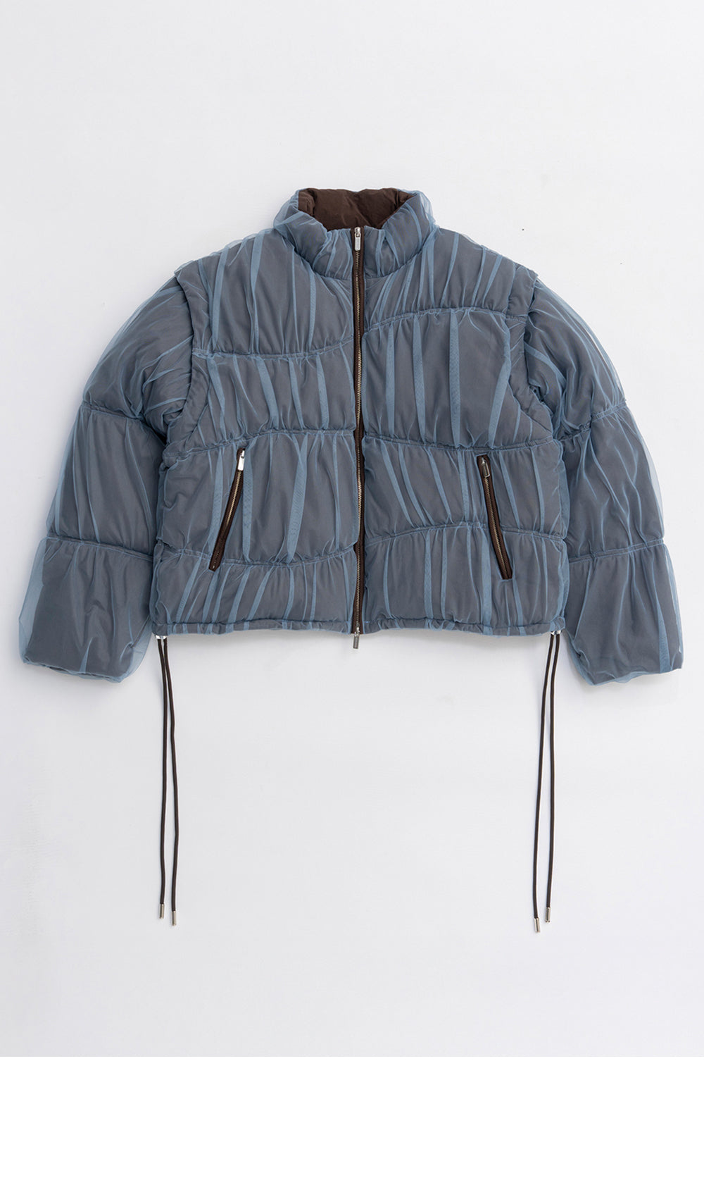 MAISON SPECIAL (W) WAVE SHIRRING TULLE PUFFER JACKET (BRN)