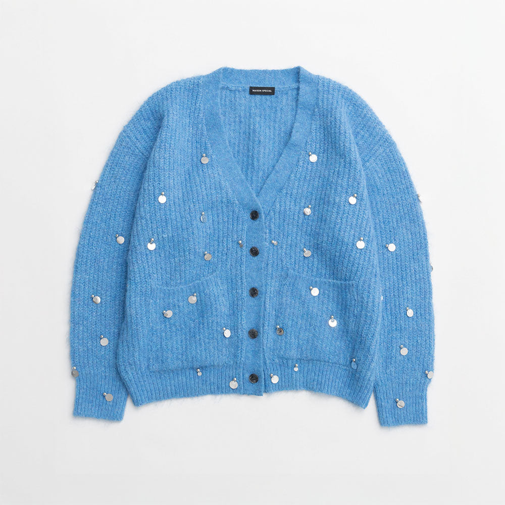 MAISON SPECIAL (W) SPANGLE KNIT CARDIGAN (BLU)