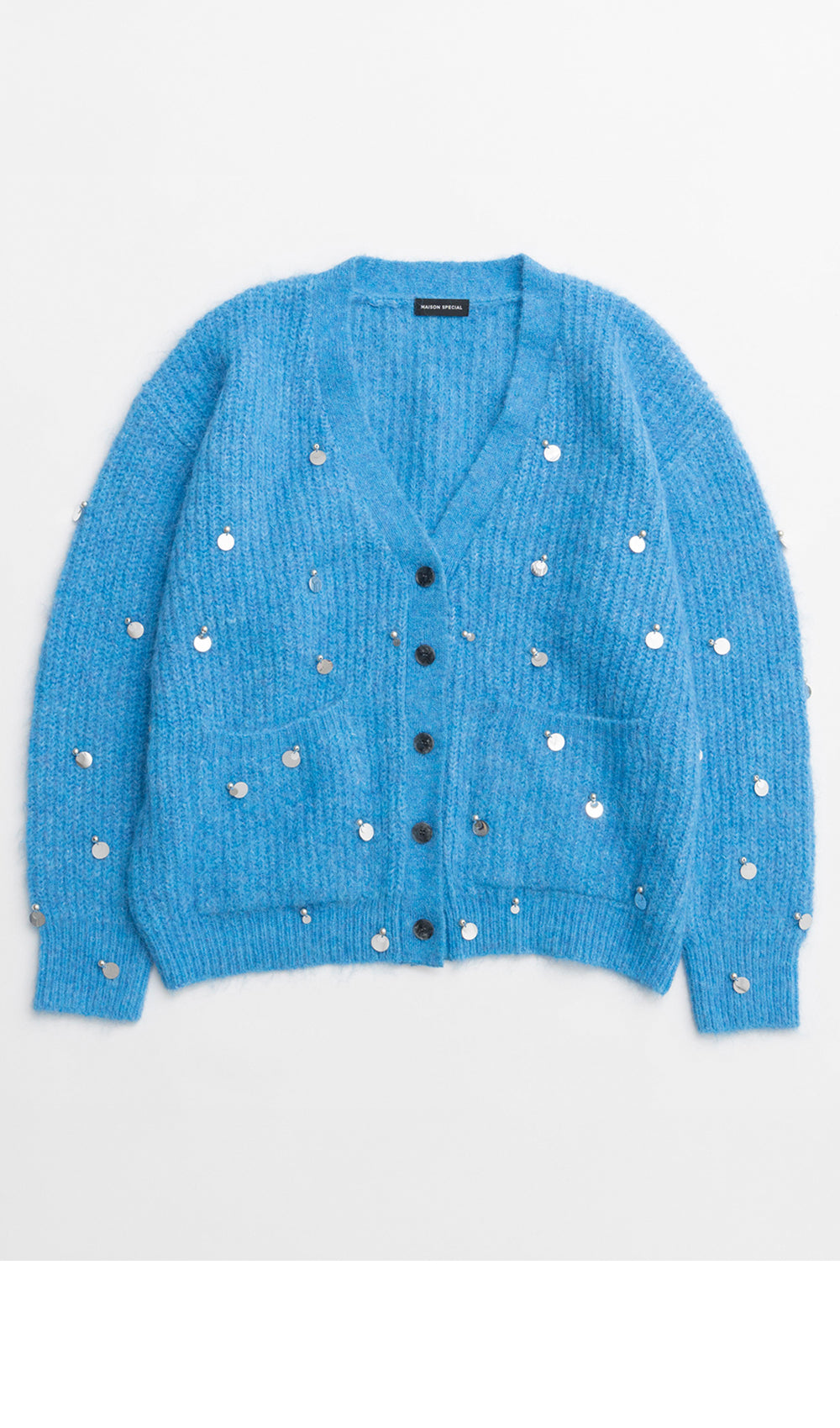 MAISON SPECIAL (W) SPANGLE KNIT CARDIGAN (BLU)
