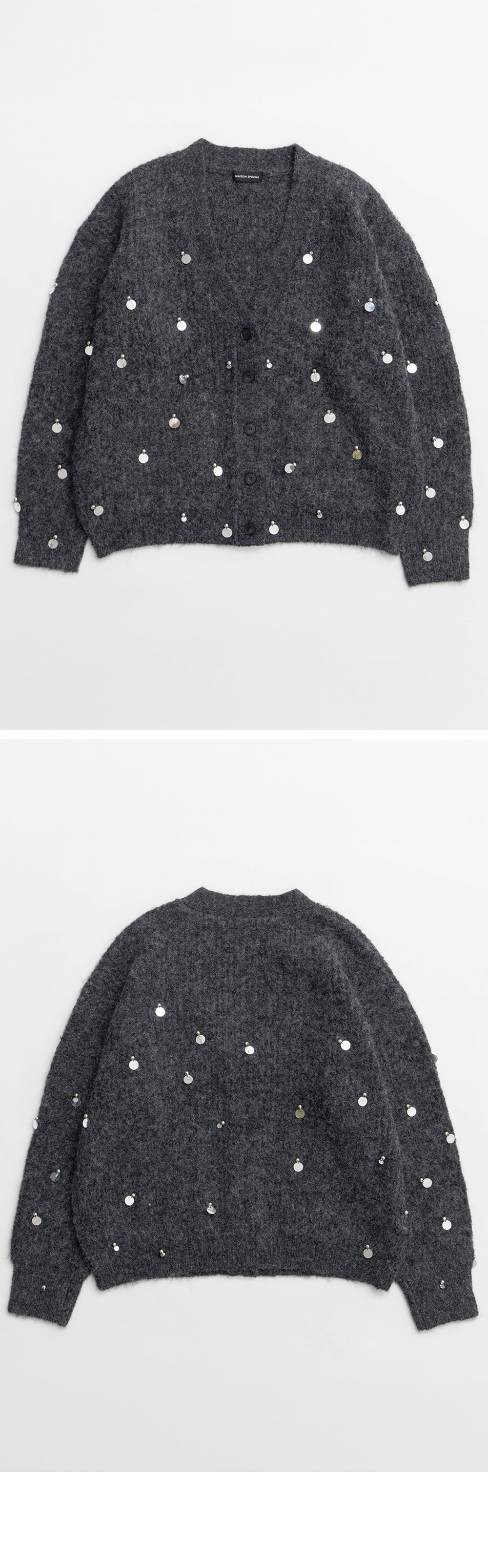 MAISON SPECIAL (W) SPANGLE KNIT CARDIGAN (GRY)