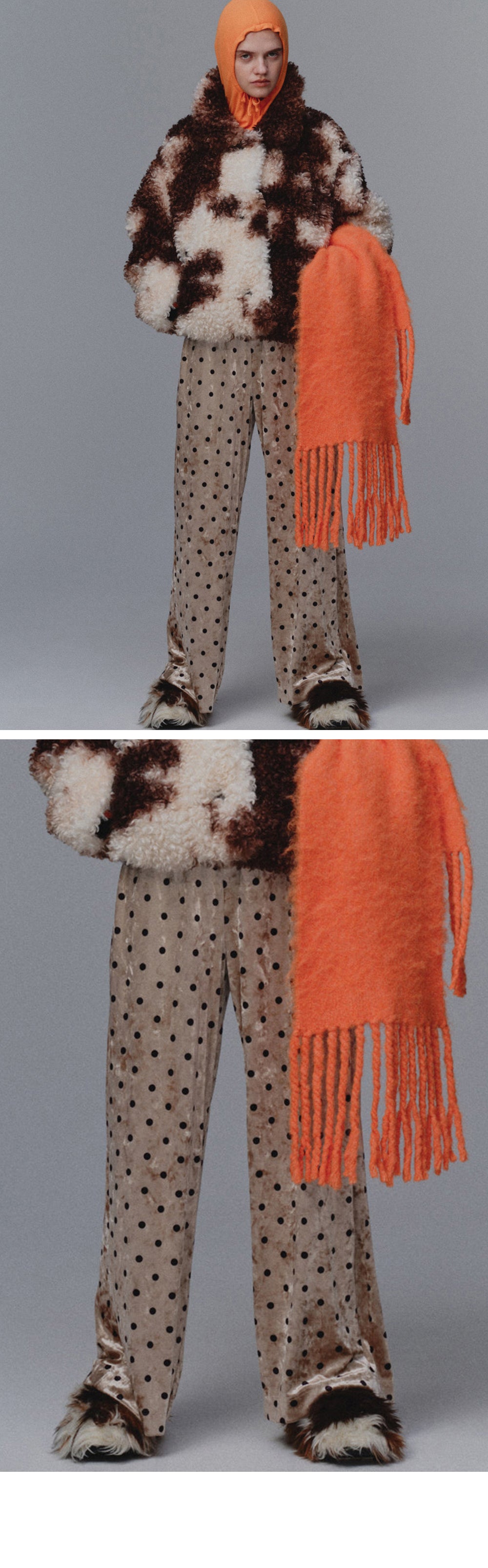 MAISON SPECIAL (W) MULTI-FABRIC VELVET EASY PANTS (IVR)