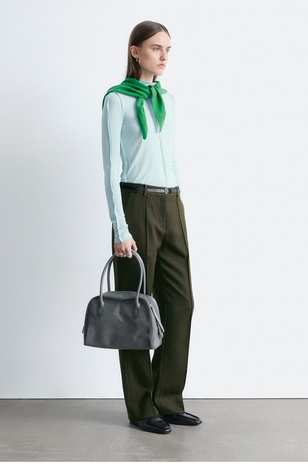 & Other Stories Long Sleeve Turtleneck Top (Turquoise)