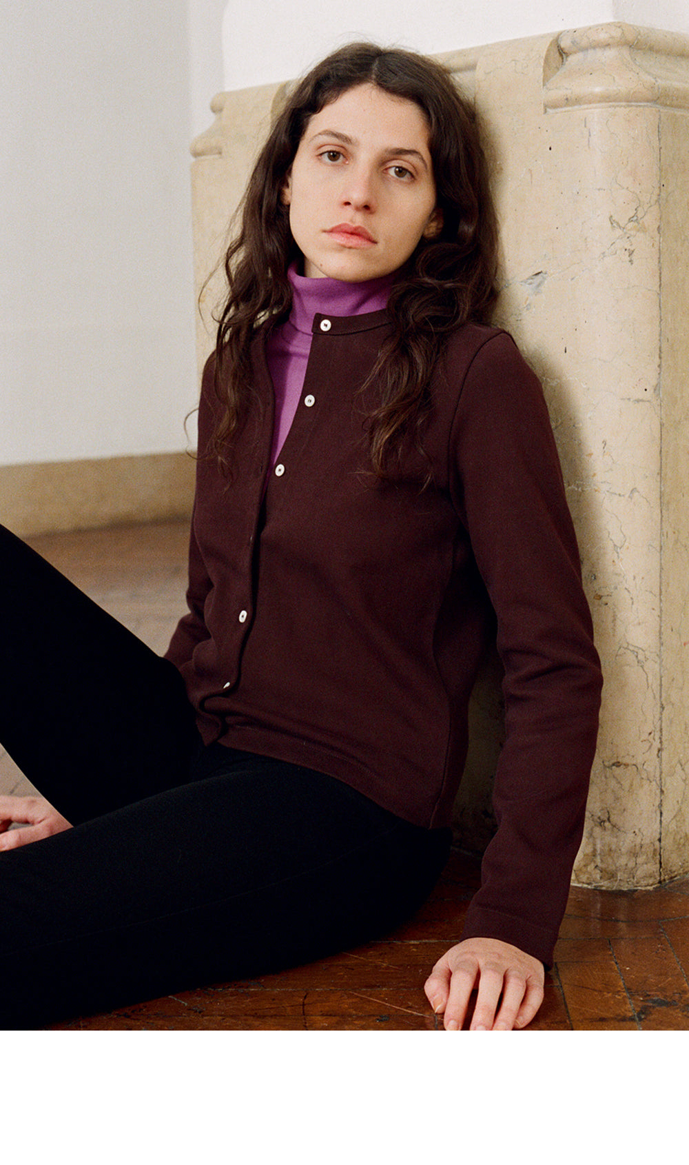 FLORE FLORE (W) POPPY CARDIGAN (CHOCO PLUM)