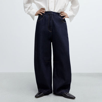 (W) CURVED BAGGY JEANS (DENIM)
