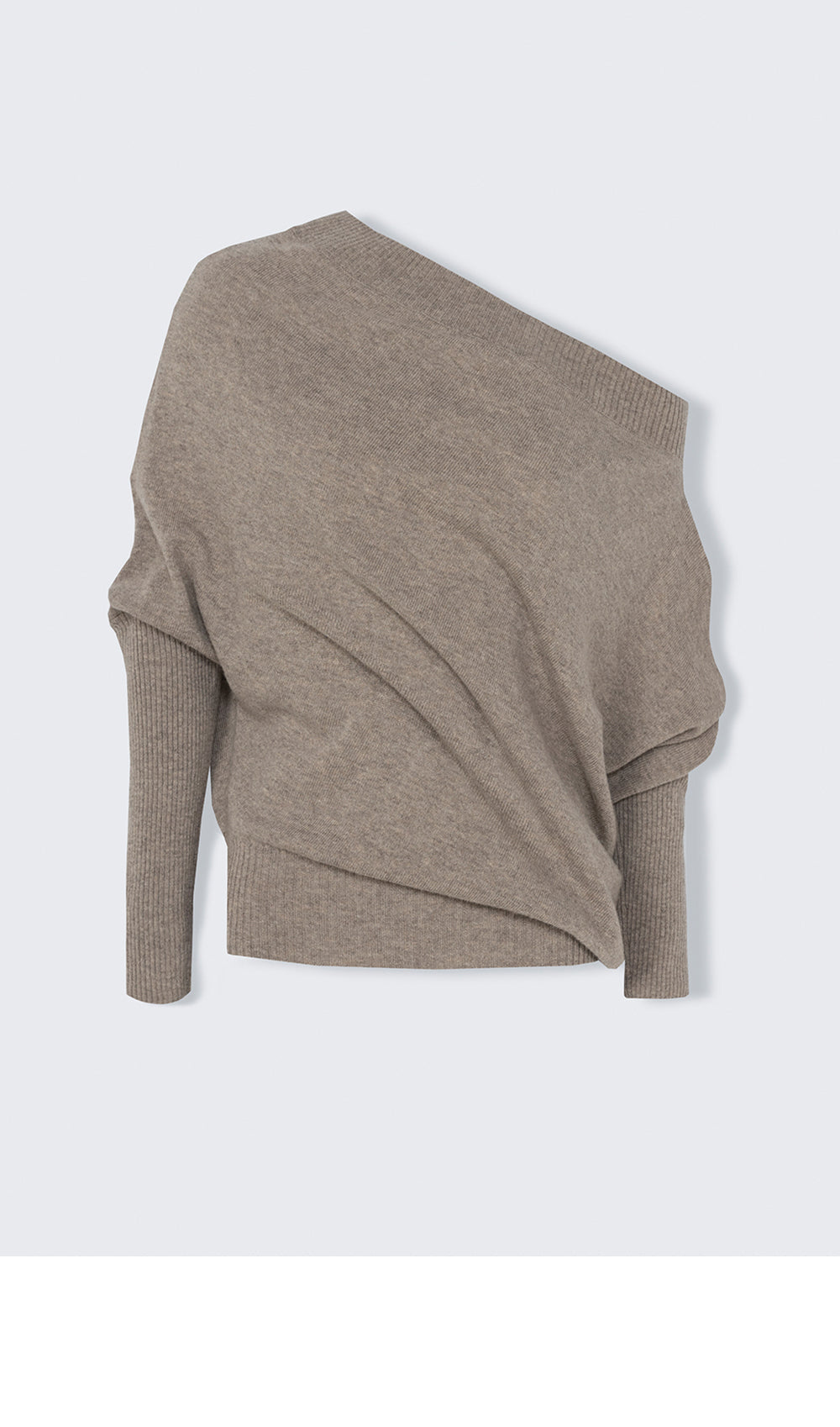 CORDERA (W) MERINO WOOL OFF-SHOULDER SWEATER (TAUPE)