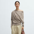 CORDERA (W) MERINO WOOL OFF-SHOULDER SWEATER (TAUPE)
