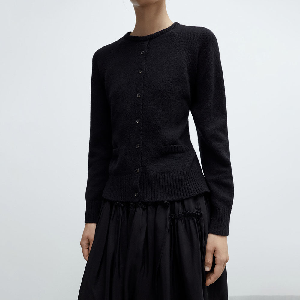 CORDERA (W) MERINO WOOL OPEN-BACK CARDIGAN (BLACK)
