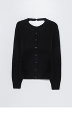 CORDERA (W) MERINO WOOL OPEN-BACK CARDIGAN (BLACK)