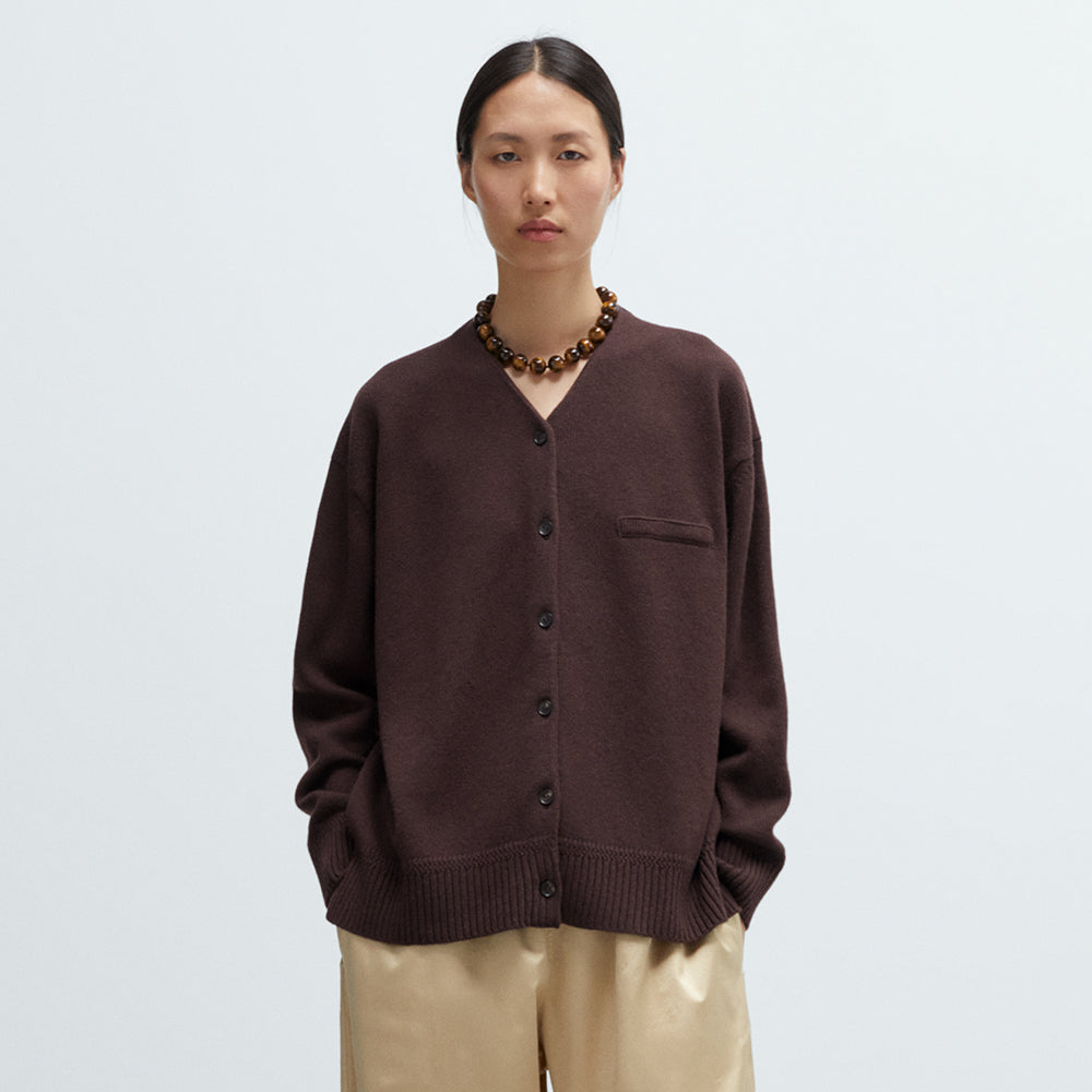 CORDERA (W) MERINO WOOL CARDIGAN (PRUNE)