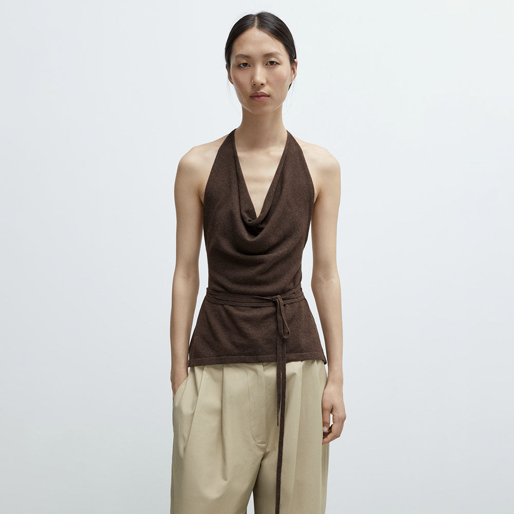 CORDERA (W) MERINO WOOL TIE TOP (BROWN)