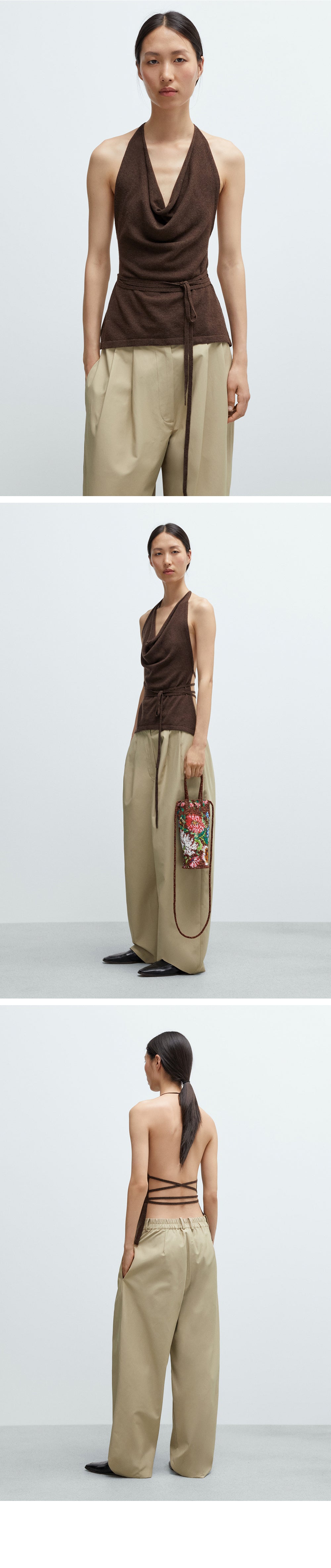 CORDERA (W) MERINO WOOL TIE TOP (BROWN)