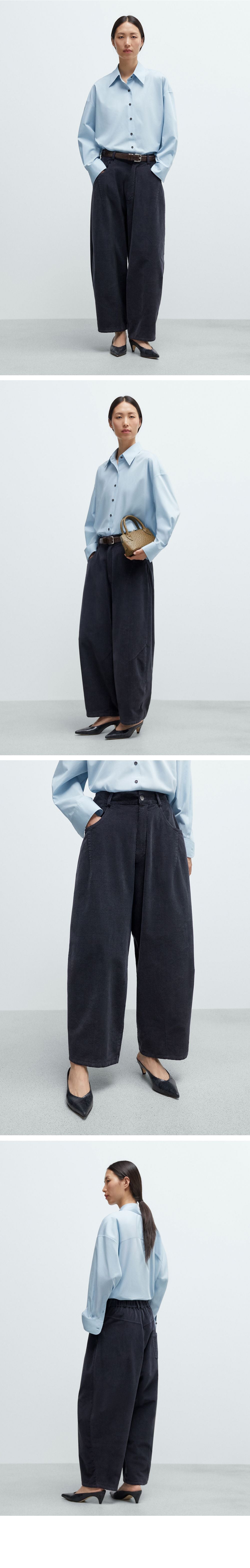 CORDERA (W) CORDUROY BAGGY PANTS (DUSTY BLUE)